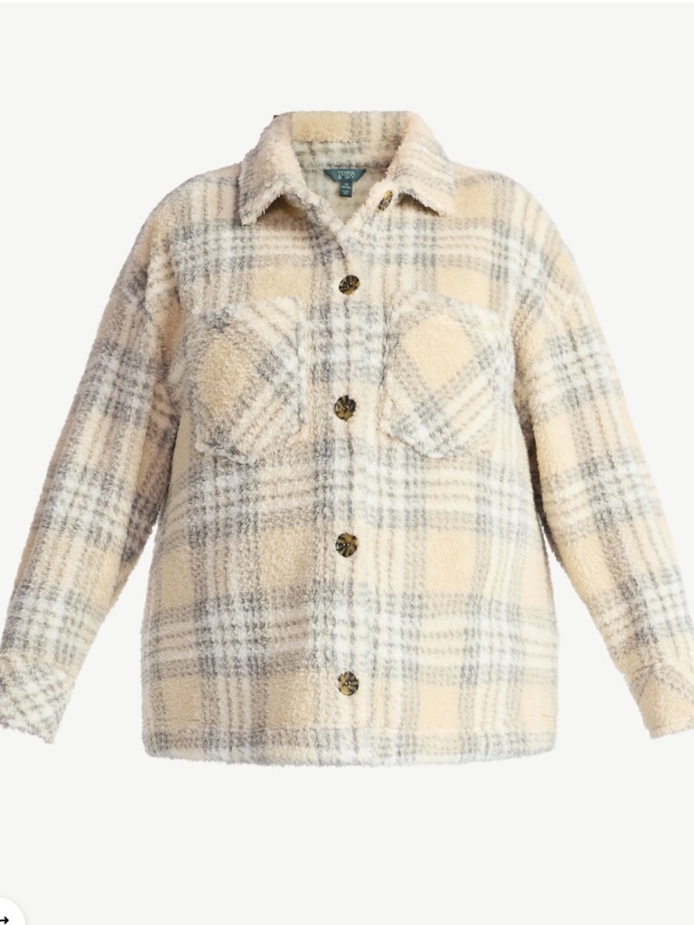 Terra and Sky Women’s Plus Whipped Cream Combo Buttoned Shacket Size 3X NWT - Picture 4 of 6